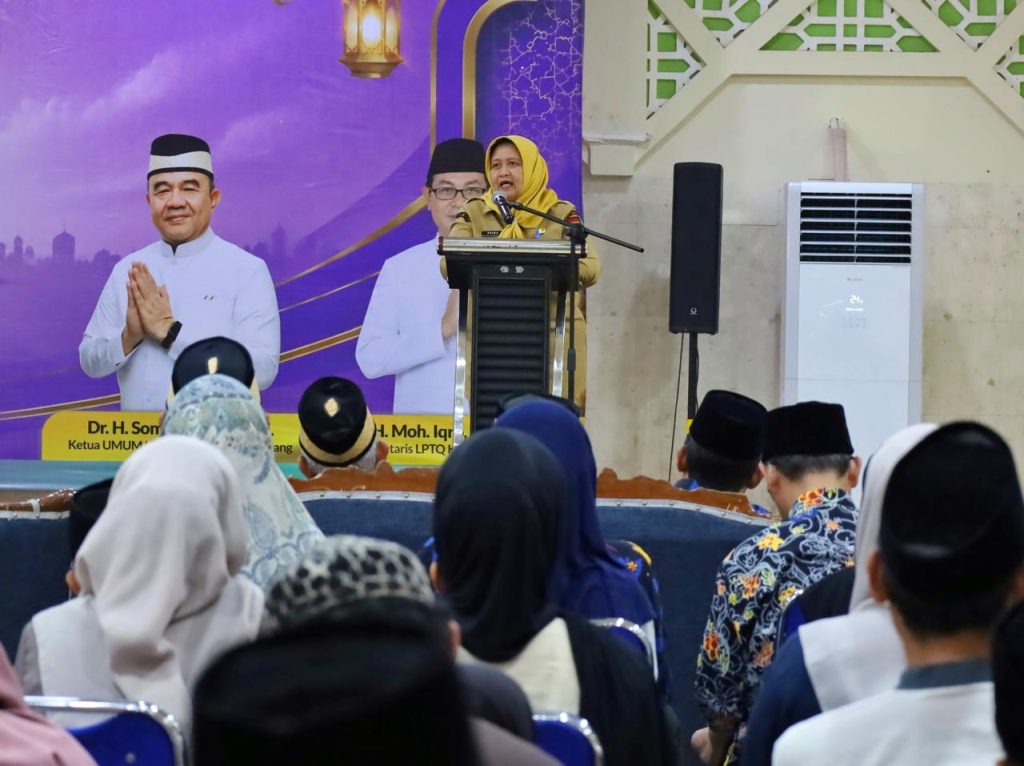Peserta mengikuti Seleksi Dasar Tilawah Gemilang LPTQ Kabupaten Tangerang di Masjid Al-Amjad.